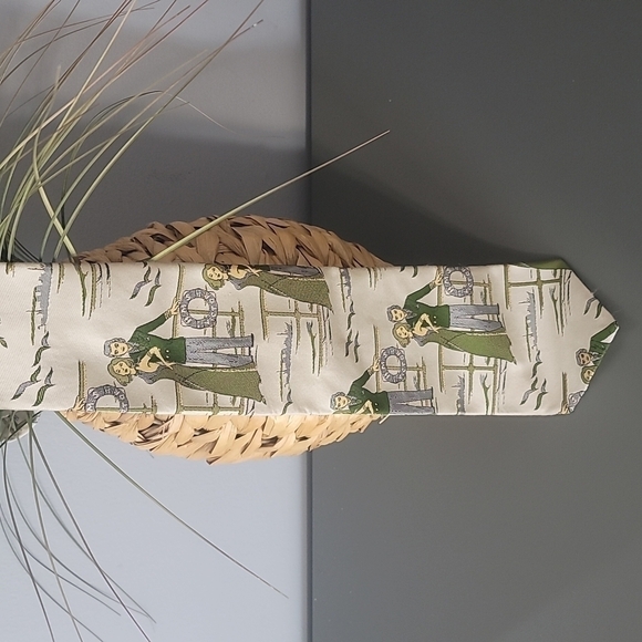 LE Chevron Vintage Le Damsel Print Men's Unisex Neck Tie - Picture 2 of 5